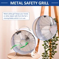 HOMCOM 10" 2-Speed Electric Table Desk Fan w/ Safety Guard Anti-Slip Feet Portable Personal Cooling Fan Home Office Bedroom White(m-7)