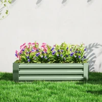 Outsunny Hochbeet aus verzinktem Stahl, Gartenbeet, Pflanzkasten für Garten, Blumenkasten, 120 x 90 x 30 cm, Dunkelgrün(m-9)
