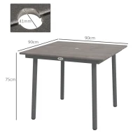 Outsunny Gartentisch Outdoor-Esstisch Loungetisch, wetterbeständig, modernes Design, 90 x 90 x 75 cm, Dunkelgrau(m-3)