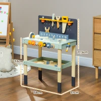 AIYAPLAY Spielwerkbank, mit Werkzeug-Set, robust, für 3-6 Jahre, 58 x 31 x 77,5 cm, Hellblau(m-3)