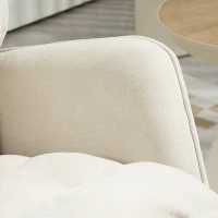 HOMCOM Schaukelstuhl, breiter Sitz, hohe Rückenlehne, Buchenholzrahmen, bis 120 kg, Beige(m-8)