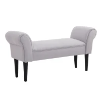 HOMCOM Bettbank, Polsterbank, Sitzbank, Flurbank für Schlafzimmer, bis 130 kg Belastbar, Segelstoff, Grau, 102 x 36 x 51 cm(m-12)