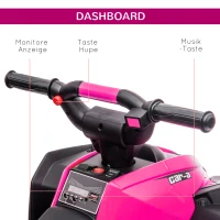HOMCOM Elektro Kinderquad, 3-6 km/h, Licht/Musik, für 3-5 Jahre, bis 25kg, Rosa/Schwarz(m-6)