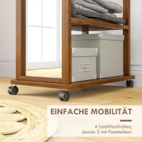 HOMCOM 2-in-1-Spiegel Spiegel Ganzkörperspiegel Garderobe, 1 Kleiderstange, 3 Regale, 35,8 x 59,8 x 170 cm, Natur(m-5)