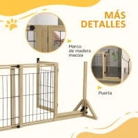 PawHut Valla para Mascotas Extensible de 2 Paneles con Patas de Apoyo Triangulares 112-159x44x70 cm Natural(m-7)