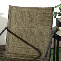 Outsunny Gartenstuhl, 2er-Set, atmungsaktiver Bezug, robuster Metallrahmen, 54x66,5x88cm, Schwarz/Braun(m-8)