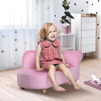 HOMCOM Fauteuil canapé méridienne pour enfant effet velours - 80 x 40 x 49 cm rose(m-2)