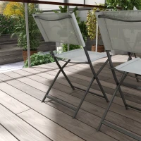 Outsunny Conjunto de Mesa y 4 Sillas de Jardín Plegable con Mesa de Vidrio Templado Estilo Moderno para Terraza Patio Gris(m-8)