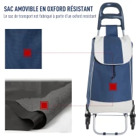 Homcom Chariot de Courses Pliable à 6 Roues Bleu 40 x 29 x 95 cm(m-5)