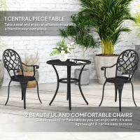 Outsunny Three-Piece Elegant Aluminium Garden Set - Black(m-4)