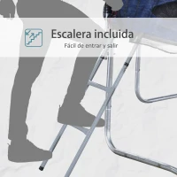 HOMCOM Cama Elástica Multifuncional Estable para Exterior e Interior Patio Gimnasio Trampolín Grande con Red Seguridad y Escalera Carga 100kg para Adultos y Niños Φ244x205 cm Azul(m-6)