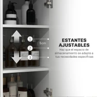 HOMCOM Armario Alto de Baño con Cajón 2 Puertas y Estantes Ajustable Mueble Auxiliar de Baño Anti-vuelco 34x32x170 cm Blanco(m-5)