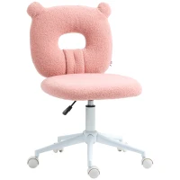 HOMCOM Silla Infantil de Borreguito con Asiento Ajustable en Altura y Respaldo en Forma de Oso Carga 120 kg Rosa(m-11)
