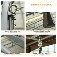 Outsunny Dondolo 3 Posti da Giardino Convertibile in Lettino con Gazebo, con Zanzariera e Cuscini, 257x175x240cm Cachi(m-8)