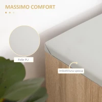 HOMCOM Scarpiera Salvaspazio Imbottita con 2 Ripiani Aperti e Spazio a Scomparsa, in Legno e Pelle PU, 80x30x45 cm(m-4)