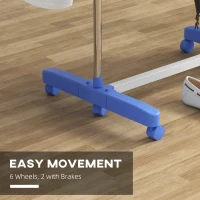 HOMCOM Four-Shelf Collapsing Clothes Horse, With Side Arms and Wheels - Blue(m-7)