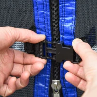 HOMCOM 7FT Kinder Trampolin mit Sicherheitsnetz Kleinkind-Trampolin für drinnen und draußen Fitnesstrampolin Gartentrampolin für 3-12 Jahre Kinder bis 80 kg Stahl Blau+Grün 215 x 200 x 190 cm(m-9)