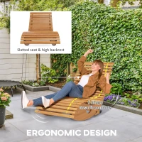 Outsunny Outdoor Rocking Chair w/ Slatted Seat, Wooden Rocking Chair, 130cm x 60cm x 60cm, Light Brown(m-5)