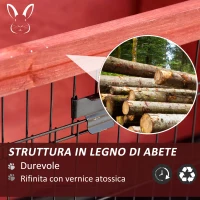 PawHut Conigliera da Esterno in Legno, Gabbia per Conigli, Porcellini d'India e Roditori Impermeabile 136.4x50x93cm Marrone(m-8)