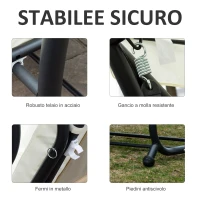 Outsunny Dondolo da Giardino 3 Posti Convertibile in Letto con Tetto Regolabile e Portabicchieri, Dondolo da Esterno in Acciaio e Poliestere, 200x120x164 cm, Crema(m-7)