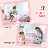 ZONEKIZ 4PCs Kids Bedroom Furniture Set with Bed, Toy Box Bench, Dressing Table and Stool, Princess Themed, for 3-6 Years Old, Pink(m-6)