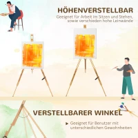 Vinsetto Staffelei, höhenverstellbar, klappbar, natürliches Buchenholz, für Leinwände bis 107H cm(m-4)