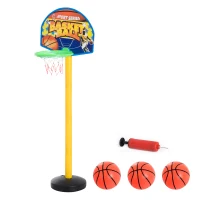 HOMCOM Panier de Basket-Ball sur pied avec poteau panneau + 3 ballons + pompe hauteur réglable 0,60 – 1,32 m jaune noir(m-1)