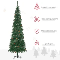 HOMCOM Albero di Natale Alto 195cm Realistico con Pigne Decorative e 556 Rami, Verde(m-4)