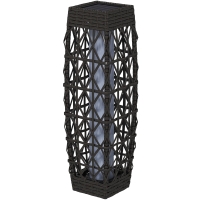 Outsunny Rattan Außenleuchte, Solar Gartenlampe, Einschaltautomatik, LED, wetterfest, Metallrahmen, 20 x 20 x 68cm, Grau