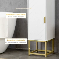 kleankin Columna de Baño Mueble Auxiliar de Baño con 2 Puertas Compartimiento y Estantes Ajustables 30x30x170,7 cm Blanco(m-6)