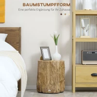 HOMCOM Beistelltisch Baumstumpf-Optik Nivillierfüße 37 cm x 37 cm x 43 cm Beton Braun(m-4)