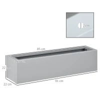 Outsunny Pflanzkübel, lackierter Stahl, wetterbeständig, 91 cm x 22 cm x 22 cm, Grau(m-3)