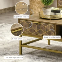 HOMCOM Tavolino da Salotto Rettangolare con Cassetto e 2 Ripiani Aperti, 100x59x42.8cm(m-6)