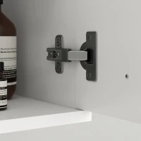 kleankin Conjunto de Muebles de Baño de Pared 3 Piezas Incluye Espejo Armario con Lavabo Cerámico y Columna de Baño Blanco(m-9)