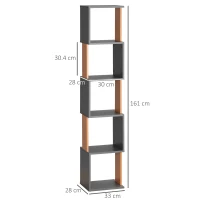 HOMCOM Modern 5-Tier Bookshelf, Freestanding Bookcase Storage Shelving for Living Room Home Office Study, Brown and Dark Grey(m-3)