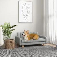 PawHut Hundebett, weiches Kissen, waschbarer Bezug, rutschfeste Füße, grau, 94B x 61T x 40H cm(m-2)