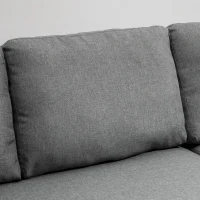 HOMCOM Canapé d'angle convertible canapé lit canapé 3 places modulable avec méridienne réversible, coffre de rangement intégré et 3 coussins de dossier, tissu aspect lin, gris(m-9)