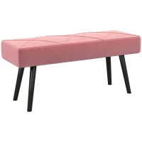 HOMCOM Taburete Pie de Cama Multifuncional con Pies de Acero y Asiento Acolchado para Entrada Pasillo 100x36x45 cm Rosa(m-1)
