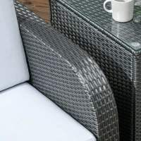 Outsunny 7 Seater Outdoor Rattan Garden Furniture Sets with Wicker Sofa, Reclining Armchair and Glass Table, 181x75x81cm, Grey(m-9)