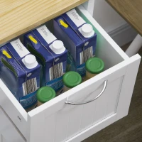 HOMCOM Küchenwagen im Landhausstil Kücheninsel Küchentrolley mit 3 Schubladen, Weiß(m-9)