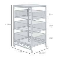 HOMCOM Carrello Portaoggetti a 3 Livelli in Truciolato e Acciaio, 34x29.5x57.5 cm, Bianco(m-3)