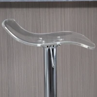 HOMCOM Lot de 2 tabourets de bar design contemporain assise acrylique et piètement métal - pivotant 360° - hauteur réglable avec repose-pieds - transparent(m-8)