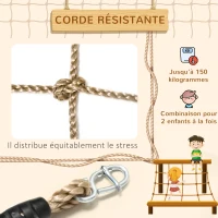 Outsunny Filet d'escalade pour enfants 3-6 ans filet de protection pour aire de jeux Ninja terrain d'obstacle dim. 1,5 x 2 m(m-6)