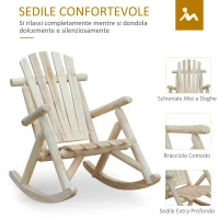 Outsunny Sedia a Dondolo da Giardino, Stile Adirondack in Legno di abete, Design Ergonomico, Color Legno 96x66x98cm(m-6)