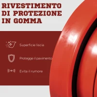 HOMCOM Set Bilanciere e Dischi 65kg totali per Workout in Casa, in Metallo, Sabbia di Ferro e Gomma, Rosso(m-7)