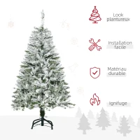 HOMCOM Sapin de Noël Artificiel enneigé 120H cm 200 Branches épines Imitation Nordmann Grand réalisme(m-4)