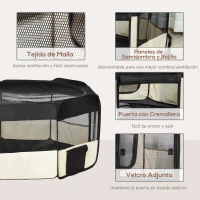 PawHut Parque Plegable para Perros de 8 Paneles Parque de Juego para Mascotas con Bolsa de Transporte Ø114x58 cm Negro(m-6)