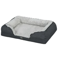 PawHut Lettino per Cani Taglia Media Imbottito con Cuscino Rimovibile Lavabile, 90x69x21cm, Grigio Carbone(m-10)