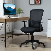 Vinsetto Silla de Oficina Altura Ajustable Reposabrazos Soporte Lumbar Respaldo Transpirable y Basculante 62x56x95-103 cm Negro(m-2)