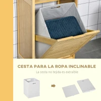 kleankin Mueble Auxiliar de Baño de Bambú Armario para Baño con 2 Estantes y 1 Cajón de Tela Extraíble Mueble de Almacenaje para Salón Cocina 40x30x86,5 cm Natural(m-4)